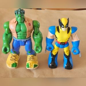 Spider-Man &‎ Friends Wolverine w/ Battle Gear 6" & Hulk 7" Action Figures 2006